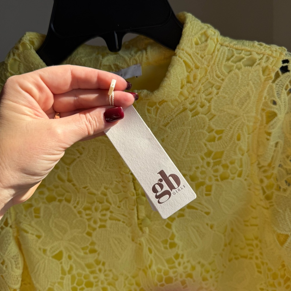 NWT GB Social Big Girls Family Matching Three Quarter Sleeve Eyelet Caftan Dress - Picture 7 of 8